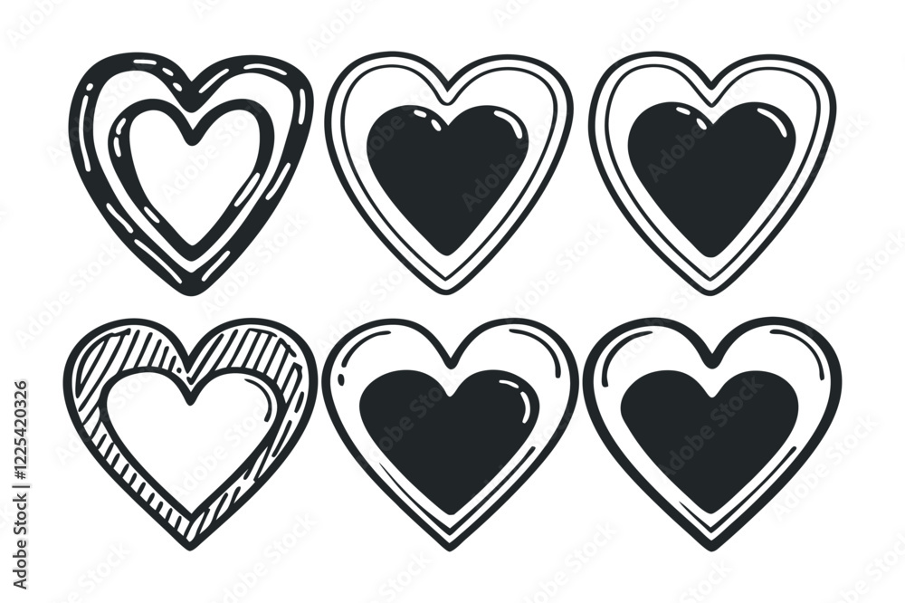 Set of Hearts, Love, Romance, and Valentine’s Day Symbols in Editable Vector Format, Set of Hearts, Love, Romance, and Valentine’s Day Symbols in Editable Vector Format,