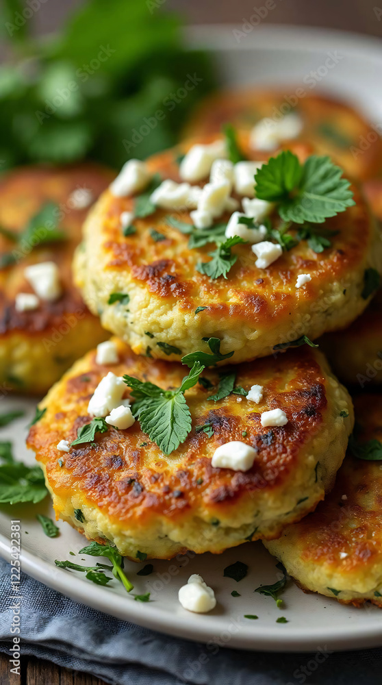 Zucchini Fritters with Feta, Cheddar, Mint, and Parsley Zucchini Fritters with Feta, Cheddar, Mint, and Parsley