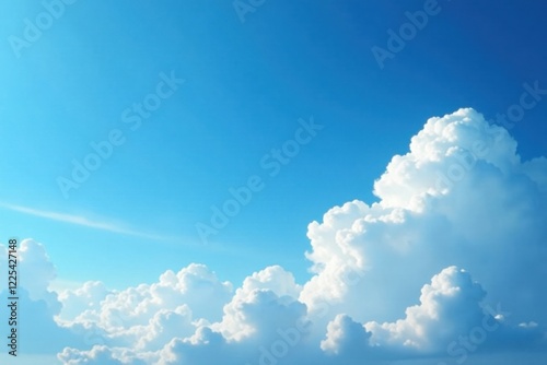 Vast blue sky with a large cloud on the right top corner, gently drifting by, atmospheric, cloud, heavens