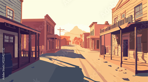 Vintage Wild West Town with Classic Buildings and Western Charm