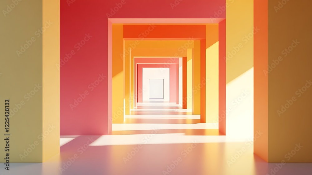Fototapeta premium Abstract Warm Colored Corridor Architectural Design