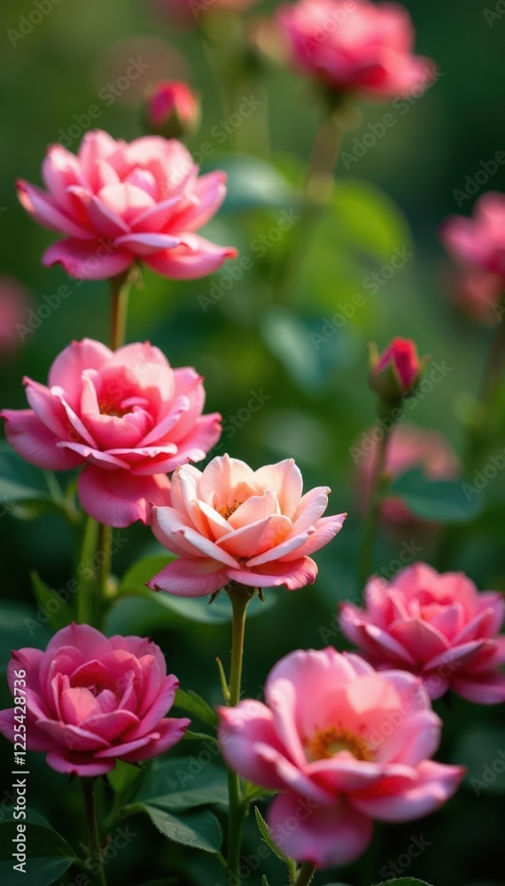 Veladas de primavera con flores rosas frescas en un jard?n rosa, primaveras, florecimiento, colorido Veladas de primavera con flores rosas frescas en un jard?n rosa, primaveras, florecimiento, colorido