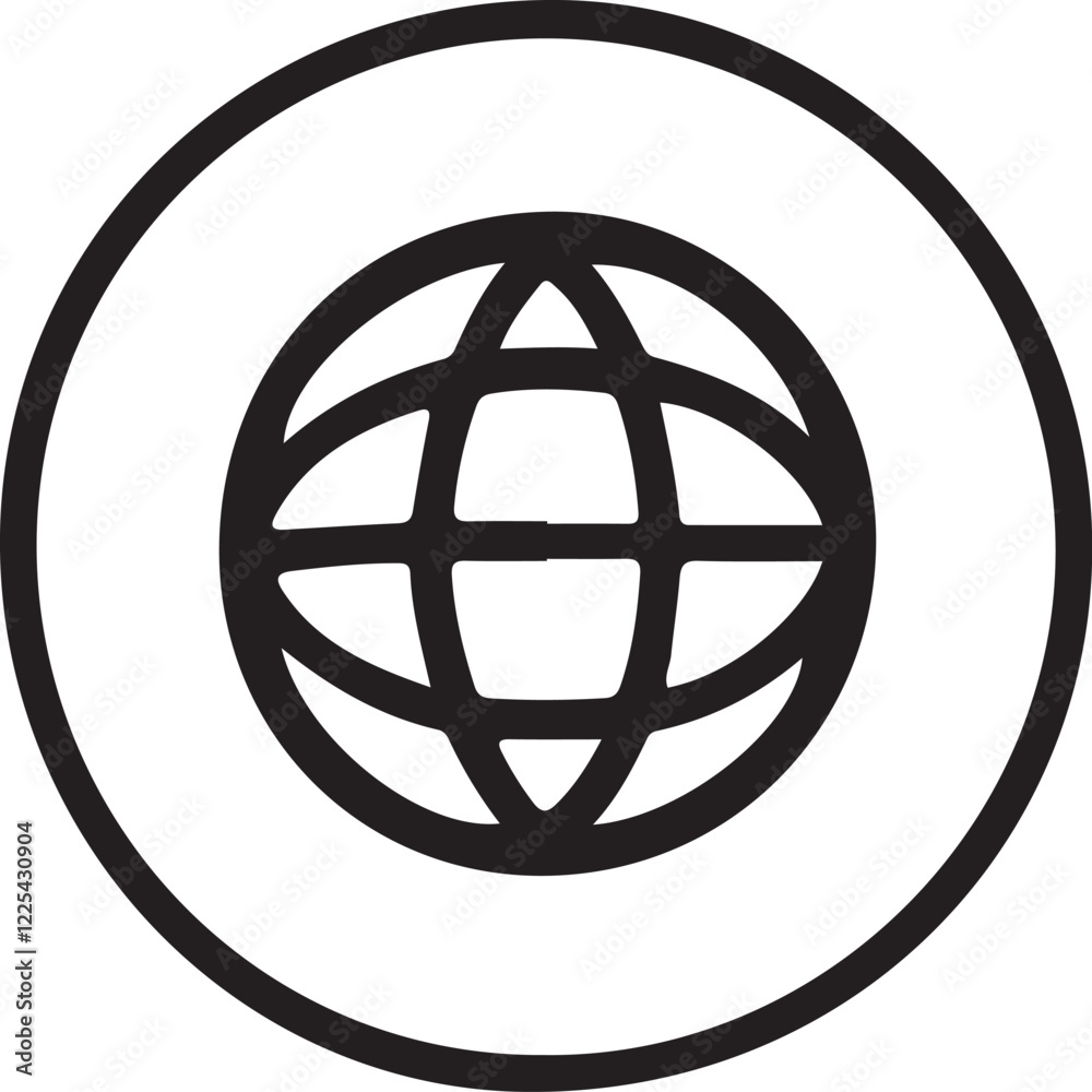 Black Globe icon silhouette vector art on white background Black Globe icon silhouette vector art on white background