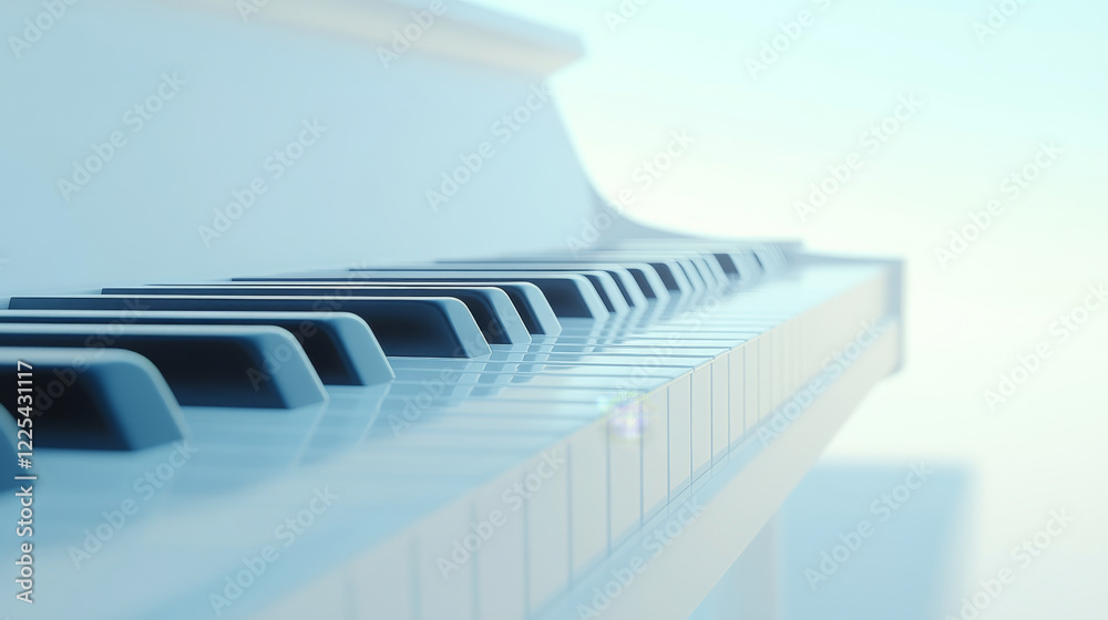 Obraz premium Minimalist piano keyboard on pure white background