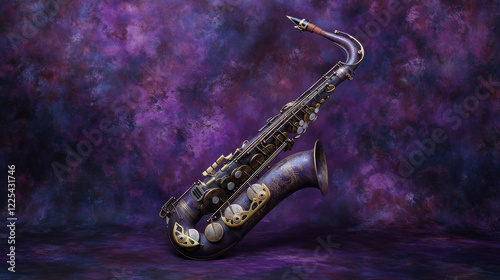 Wallpaper Mural vintage saxophone with intricate details against dramatic purple Torontodigital.ca