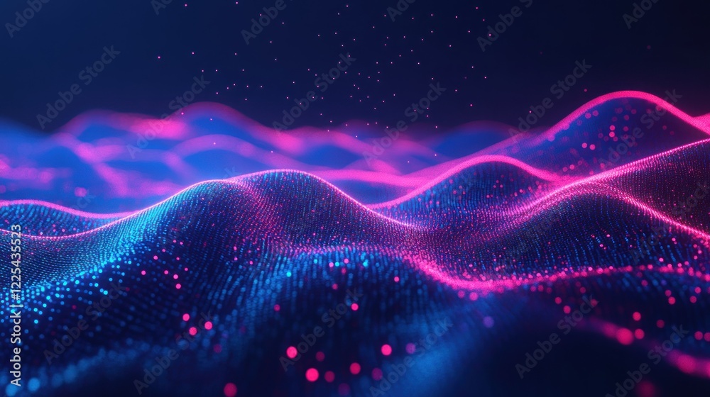 Fototapeta premium Abstract Digital Waveform Pink Blue Light