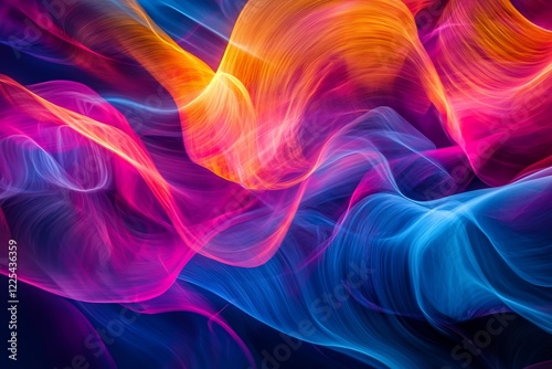 Wallpaper Mural Vibrant Abstract Waves of Colorful Light Flowing Through a Dark Background, Ideal for Digital Art Torontodigital.ca