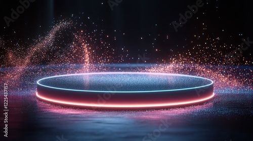 Wallpaper Mural Illuminated Circular Platform With Glowing Particles Torontodigital.ca