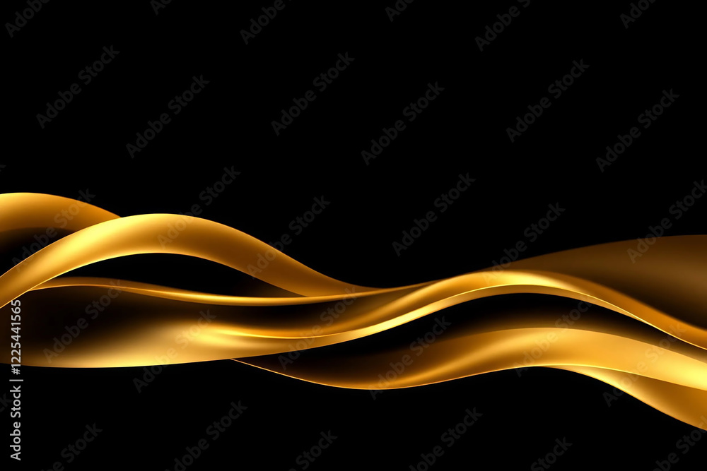 Obraz premium Elegant Golden Waves. Luxurious 3D Abstract Liquid Gold Design