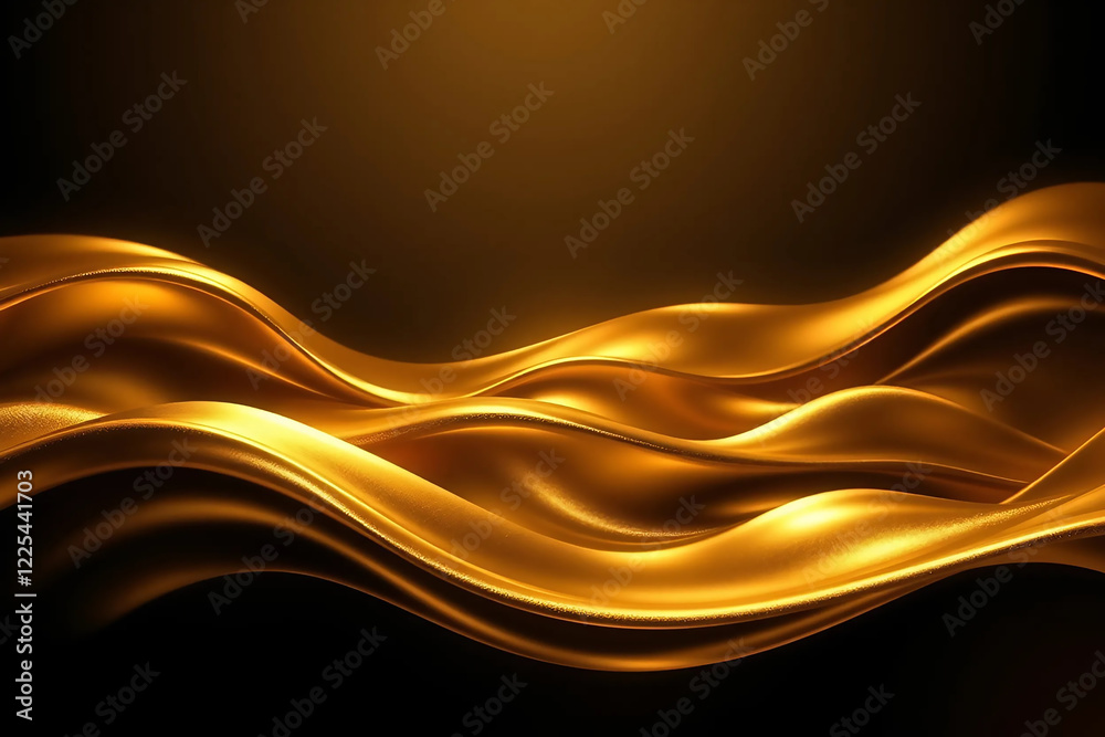 Elegant Golden Waves. Luxurious 3D Abstract Liquid Gold Design Elegant Golden Waves. Luxurious 3D Abstract Liquid Gold Design