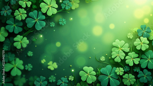 Vibrant Green Clover Background: St. Patrick's Day Celebration Design for Marketing and Merchandise photo