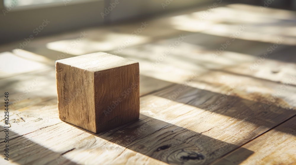 Wooden cube block on table with natural light. Space for text or number. Wooden cube block on table with natural light. Space for text or number.