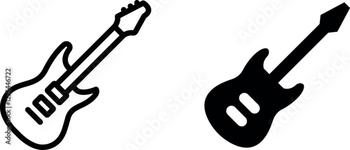 "Rockin' Electric Guitar Vector Icon Set"