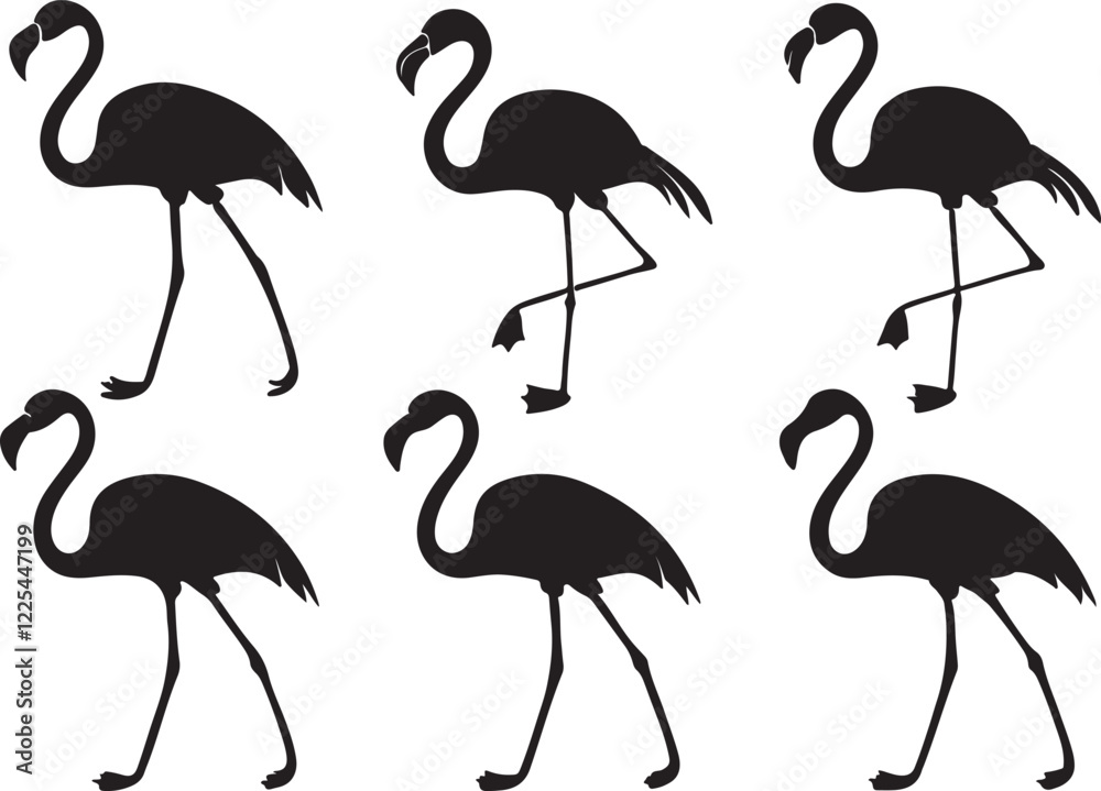 Fototapeta premium Variant style of flamingo silhouette vector illustration, isolated on a white background.