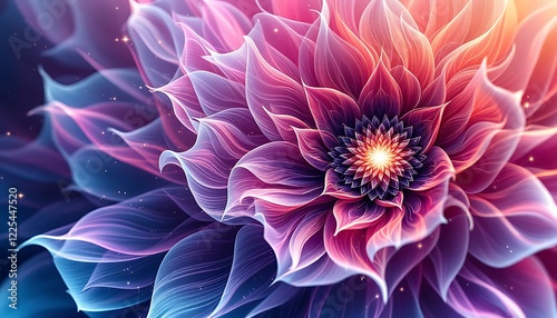 A mesmerizing abstract background featuring an intricate fractal flower design element, perfect for enhancing brochure advertisements, presentations, web designs