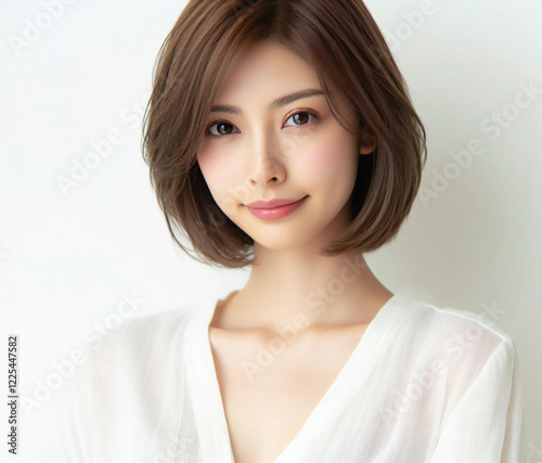 白いブラウスの美女