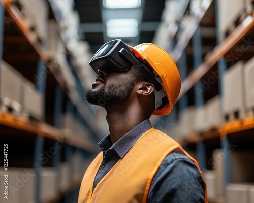 Logistic manager using augmented reality AR glasses to locate items in a warehouse