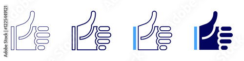Hand likes icon in 4 different styles. Thin Line, Line, Bold, and Bold Line. Duotone style. Editable stroke