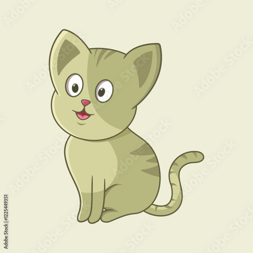 Cute Sitting Cat with a Playful Smile
