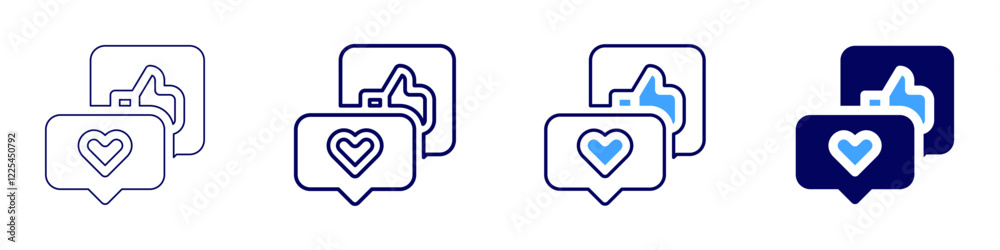 Love like icon in 4 different styles. Thin Line, Line, Bold, and Bold Line. Duotone style. Editable stroke
