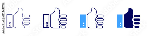 Likes like icon in 4 different styles. Thin Line, Line, Bold, and Bold Line. Duotone style. Editable stroke