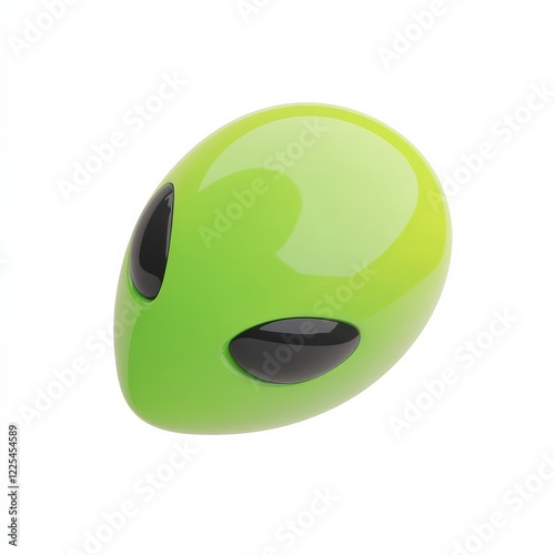 A vibrant green alien figure with large black eyes, embodying a playful and whimsical extraterrestrial design. photo