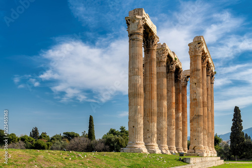 Ancient columns of Olympian Zeus temple in Athens, Greece.	