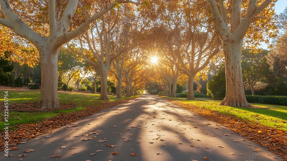 custom made wallpaper toronto digitalScenic Autumn Pathway Through Vibrant Trees With Golden Leaves