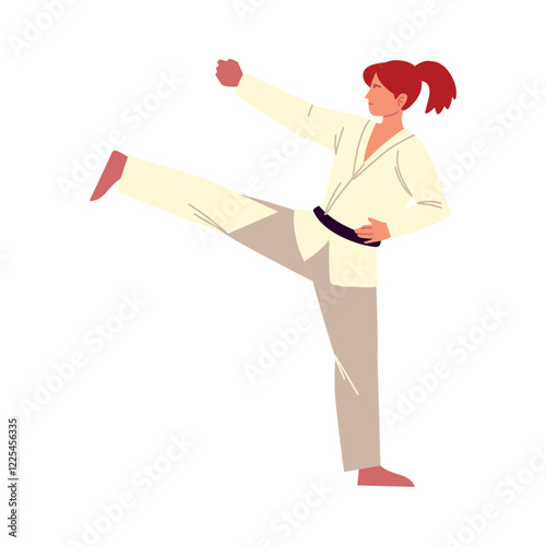 Vector image of a person performing karate with a white background