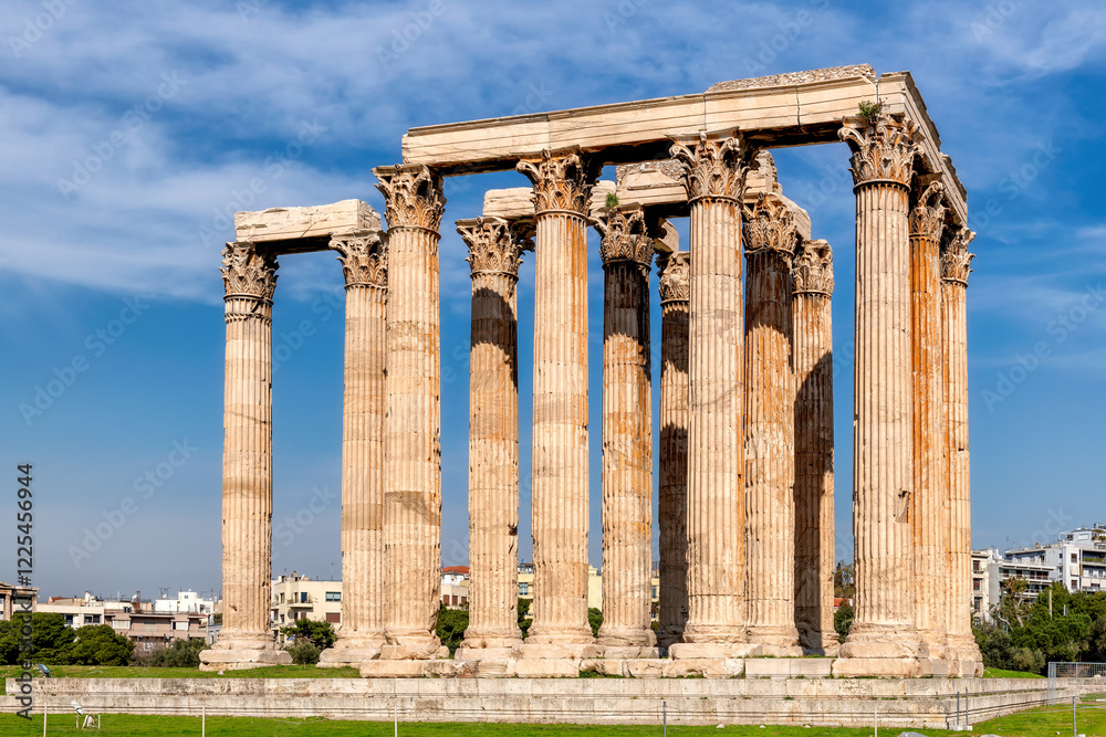 Ancient columns of Olympian Zeus temple in Athens, Greece.