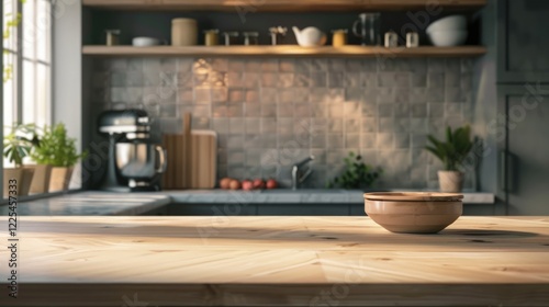 Wallpaper Mural Kitchen interior with empty table background Torontodigital.ca