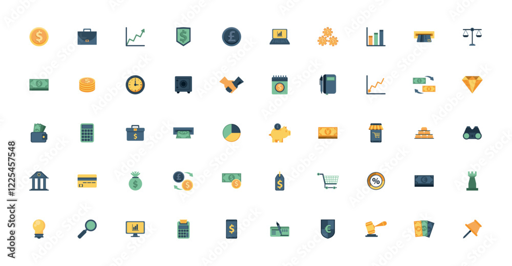 Set of finance vector icons with white background