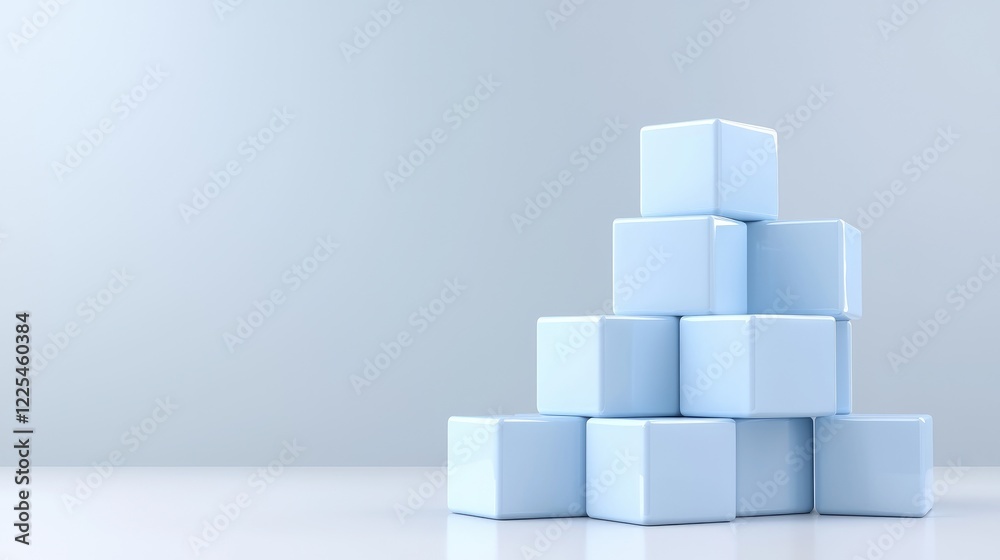 Stacked light blue cubes on white surface, minimalist design, studio background, for website banners Stacked light blue cubes on white surface, minimalist design, studio background, for website banners