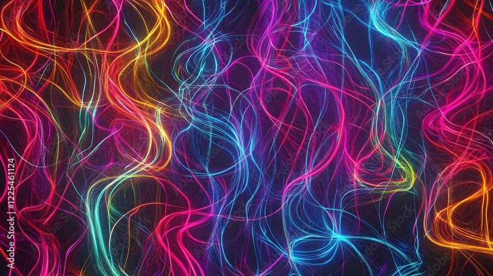 Fototapeta premium Abstract Colorful Wave Patterns with Light Trails on Dark Background