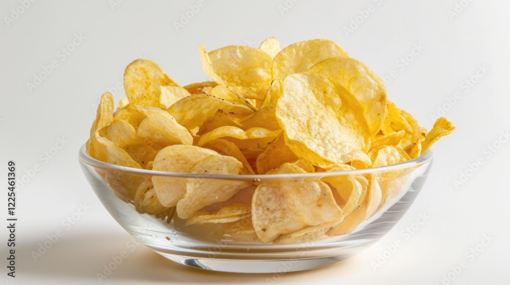 Potato chips on white background in a bowl Potato chips on white background in a bowl