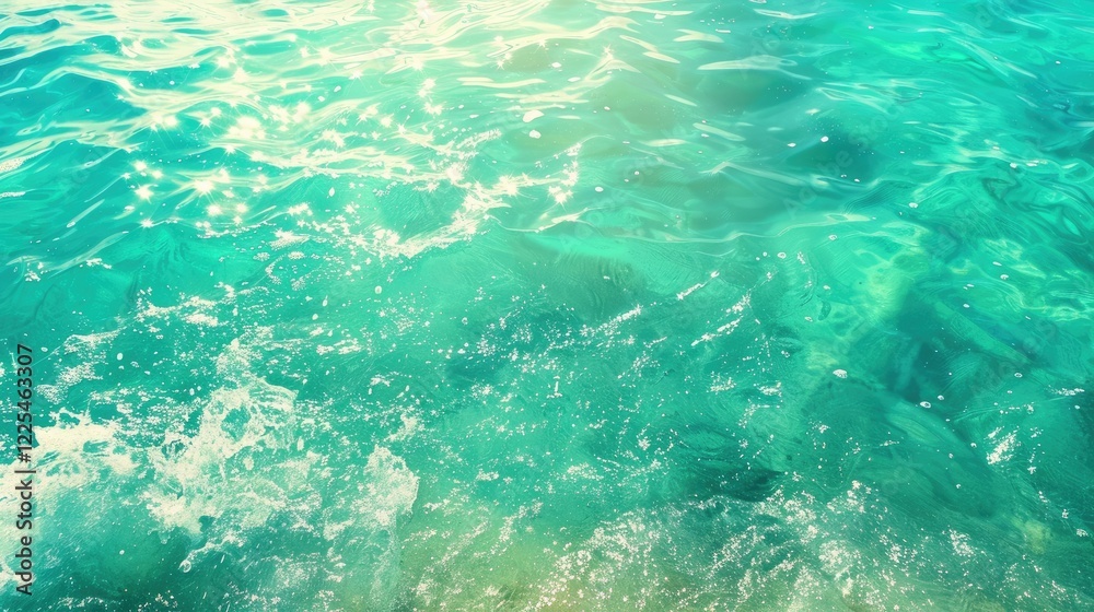 Shimmering turquoise ocean in sunlight in tropical summer Shimmering turquoise ocean in sunlight in tropical summer