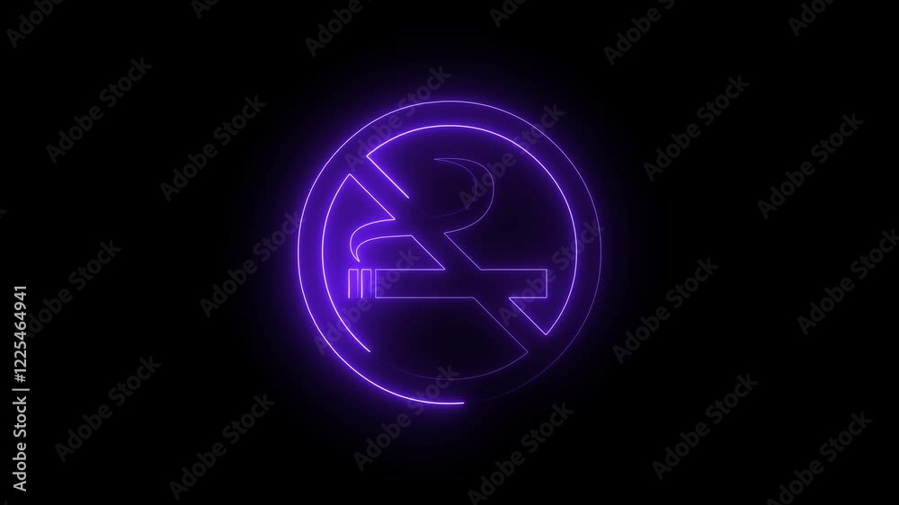 Abstract neon No smoking icon animation No smoking icon animation by purple color neon on black background Abstract neon No smoking icon animation No smoking icon animation by purple color neon on black background