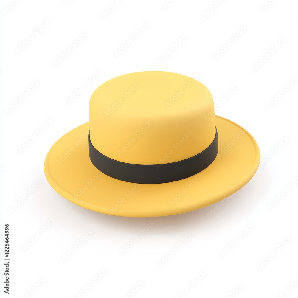 A vibrant yellow hat with a wide brim and a black band, perfect for adding a cheerful touch to any outfit. A vibrant yellow hat with a wide brim and a black band, perfect for adding a cheerful touch to any outfit.