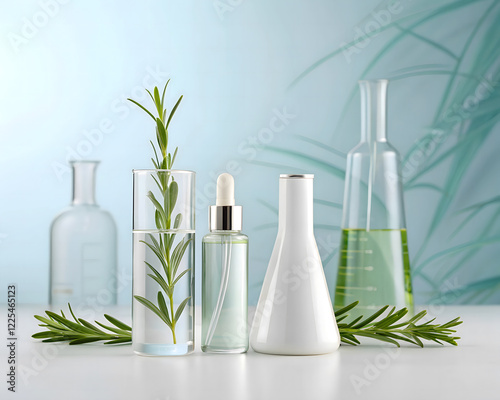 Natural Skincare Ingredients and Laboratory Glassware