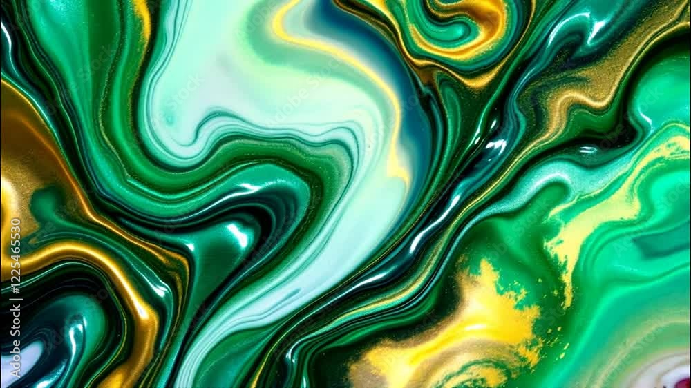 Abstract Green and Gold Fluid Art Painting Abstract Green and Gold Fluid Art Painting