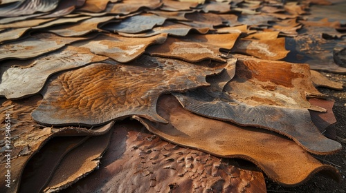 Sun-drying cowhide. photo