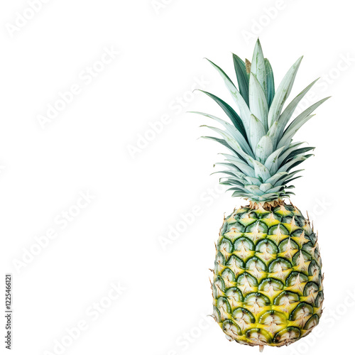 Isolated Fresh Whole Pineapple with Green Crown