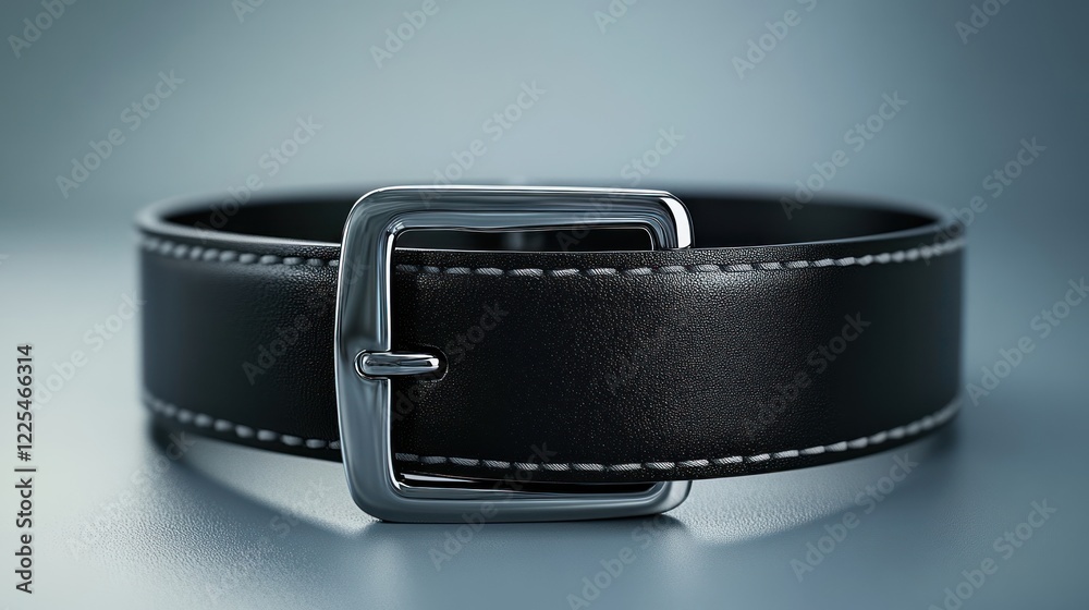 Black Leather Belt with Silver Buckle Detail Black Leather Belt with Silver Buckle Detail