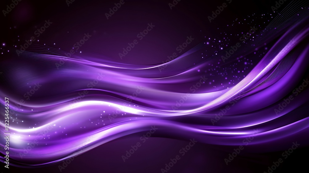 Abstract Purple Waves Glowing With Light Particles Abstract Purple Waves Glowing With Light Particles