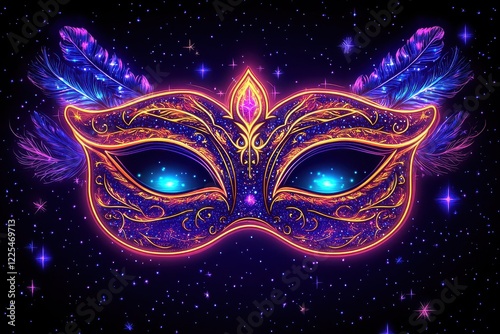 Wallpaper Mural Glowing Venetian Mask in Cosmic Space Mystical Masquerade Torontodigital.ca