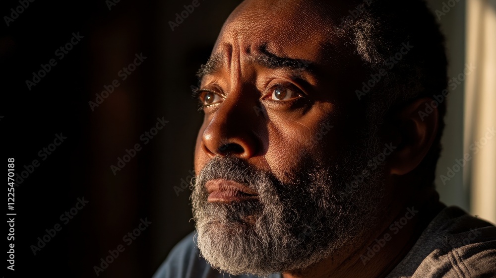 Fototapeta premium Dramatic Low-Key Portrait with Emphasized Features, Soft Rim Light, Creative Manual Control, Deep Shadows, Striking Visual Impact