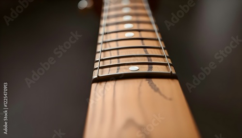 a close up of a wooden guitar neck