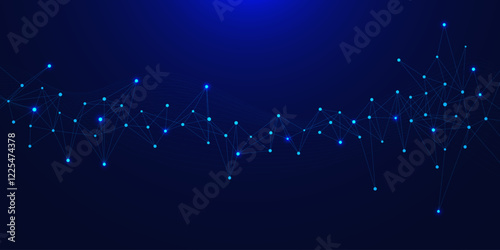 Futuristic connecting points and waves. Big data visualization and communication concept background