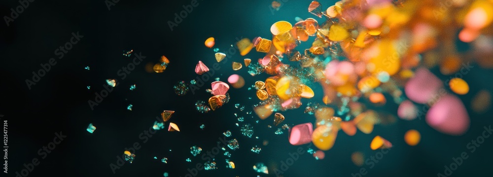 Colorful Crystals Falling Through Dark Space Colorful Crystals Falling Through Dark Space