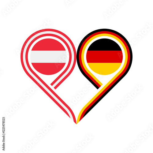 Free Download friendship concept. heart symbol icon of austria and germany flags. vector illustration isolated on white background - GFXLoad